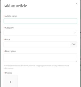 Fill in the form to add an article.