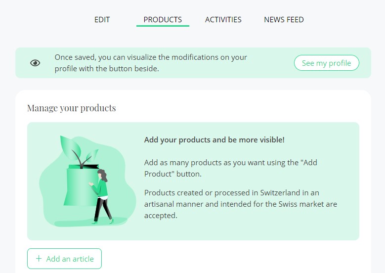 Go to the product tab to add your products.